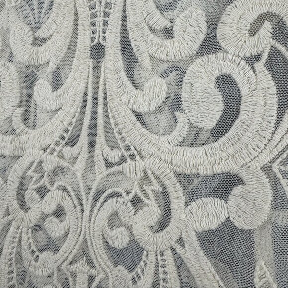 EXPRESS Cream Embroidered Mesh Y2K 2000s Cotton Babydoll Blouse Top Size Medium - Picture 4 of 13